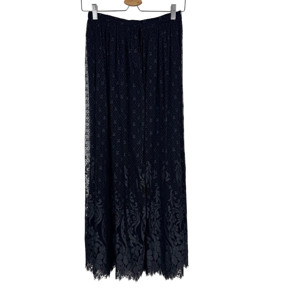 Vintage Black Lace Maxi Skirt 70s 80s Gothic Romantic Dark Academia Witchy‎ Boho
